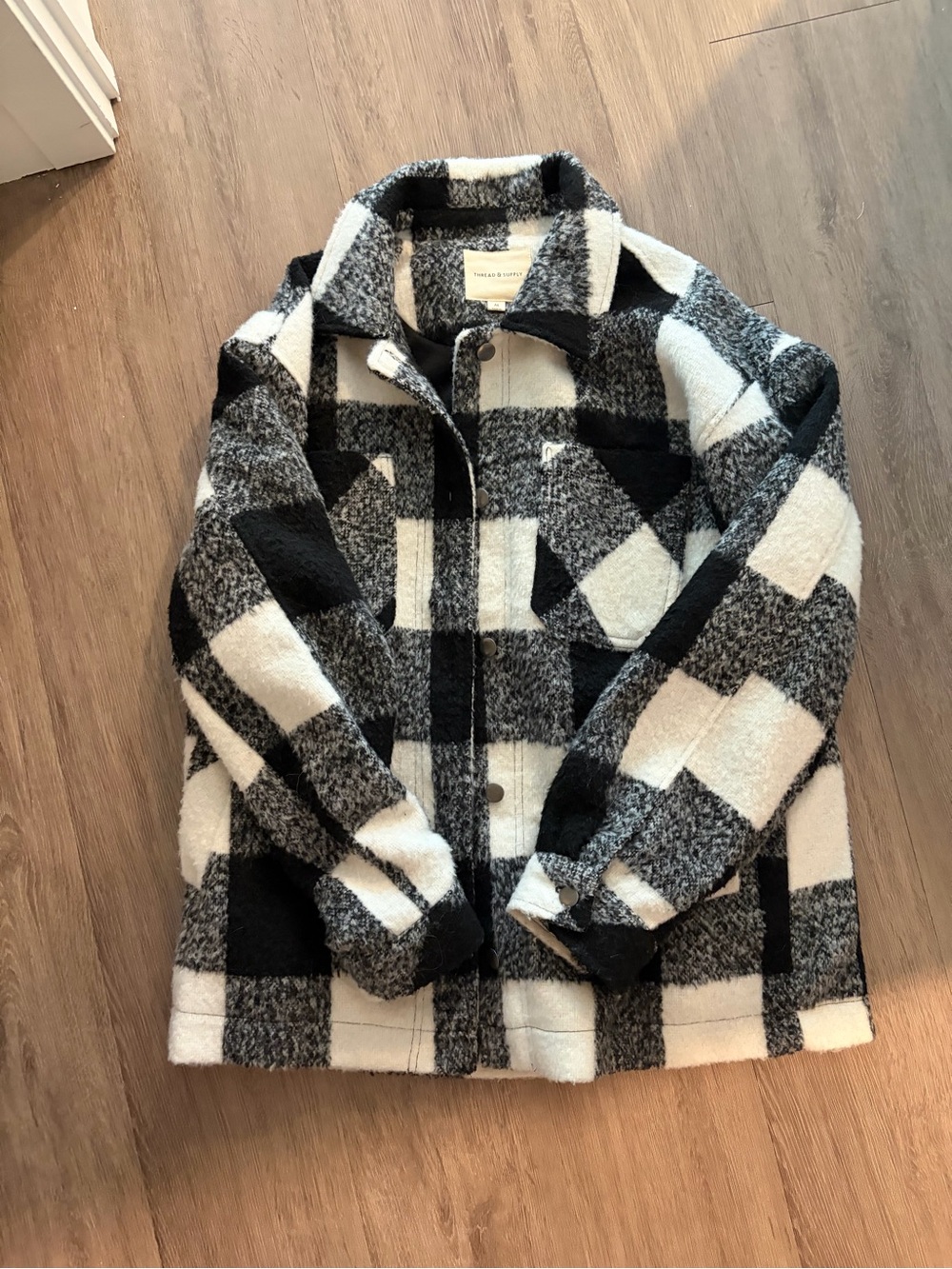 Thread & Supply Black and White Plaid Shacket